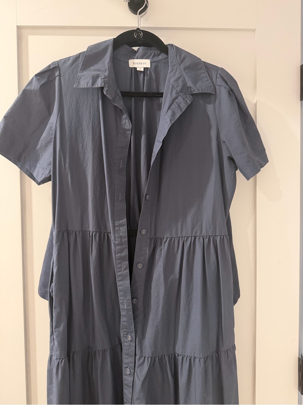 Evereve Blue Tiered Maxi Shirt Dress